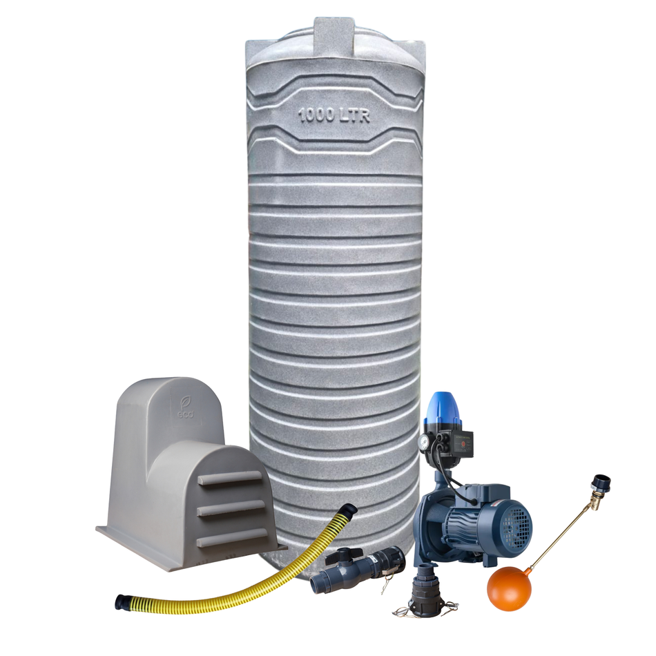Makoro 1000L Slimline Water Tank + John Tech 0.75kW Pump Combo