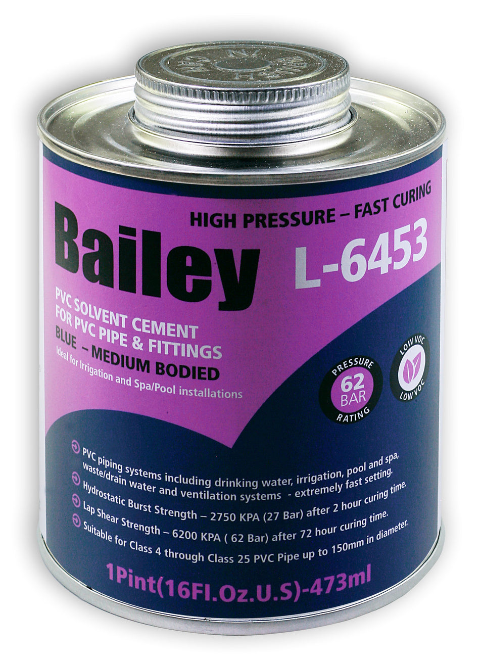 BAILEY BLUE FAST SET PVC SOLVENT CEMENT (L-6453)-473ML