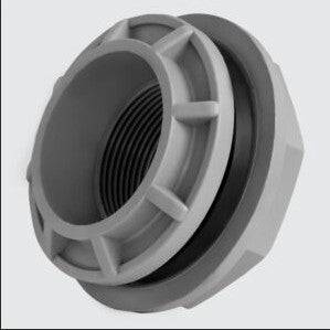 BULKHEAD FITTING 40MM 2-WAY GREY