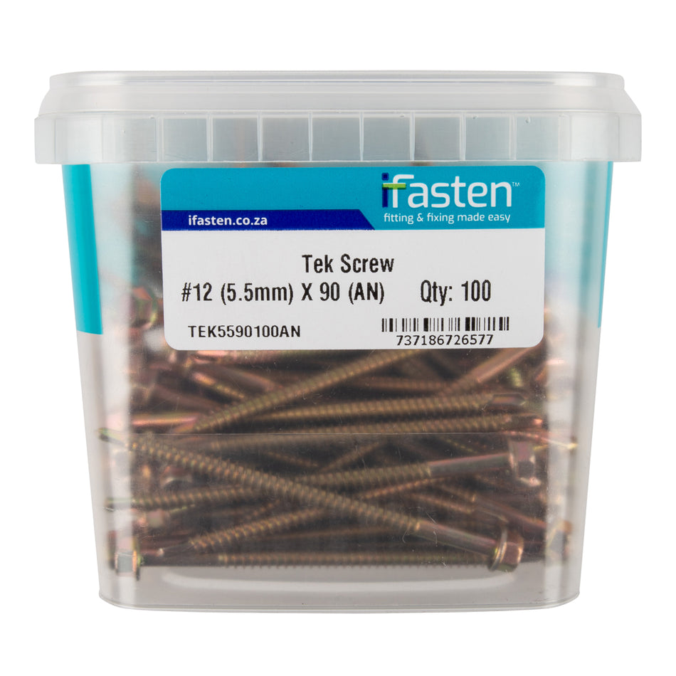 IFASTEN TEK SCREW NO12 5.5MM X 90MM 100PT