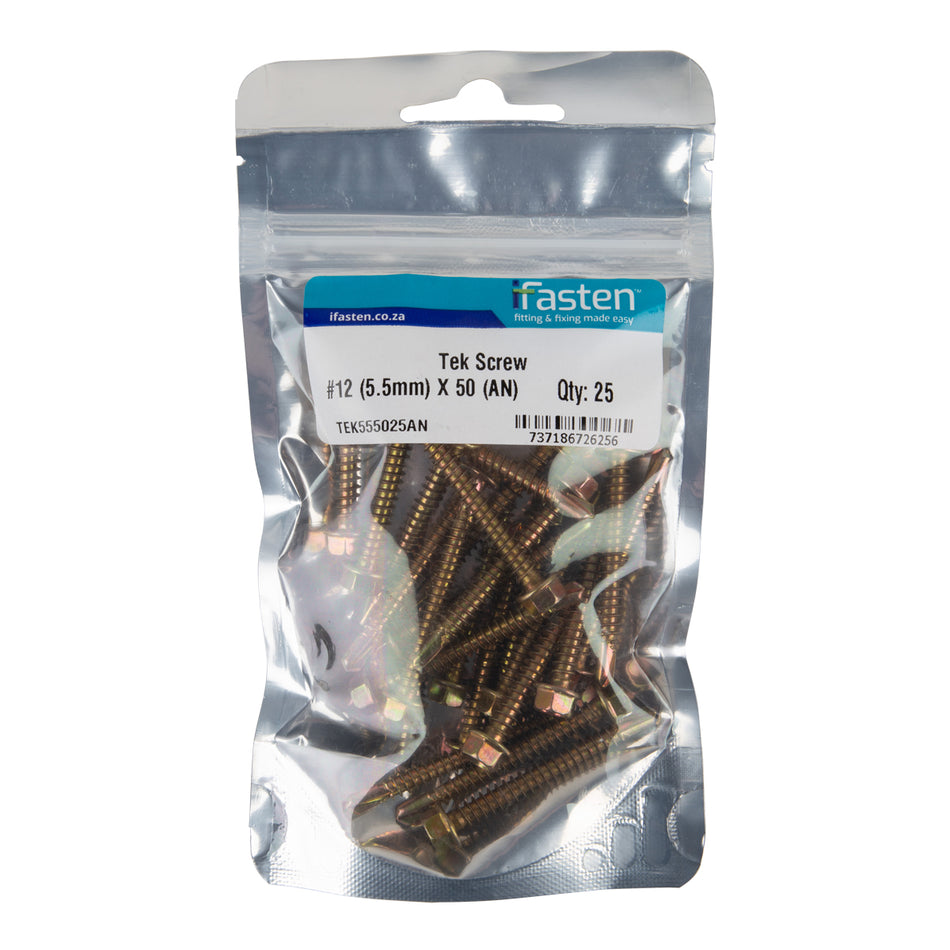 IFASTEN TEK SCREW NO12 5.5MM X 50MM 25 PP