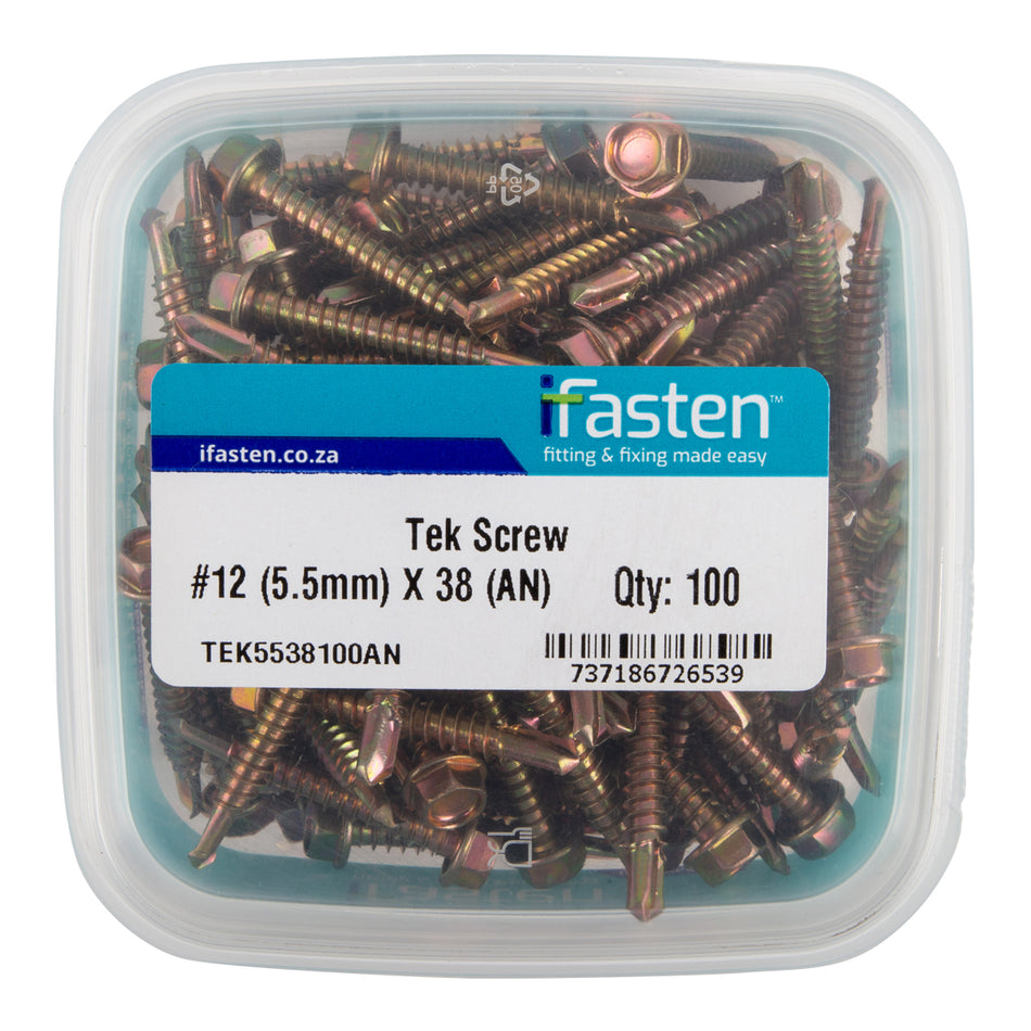 IFASTEN TEK SCREW NO12 5.5MM X 38MM 100 PT