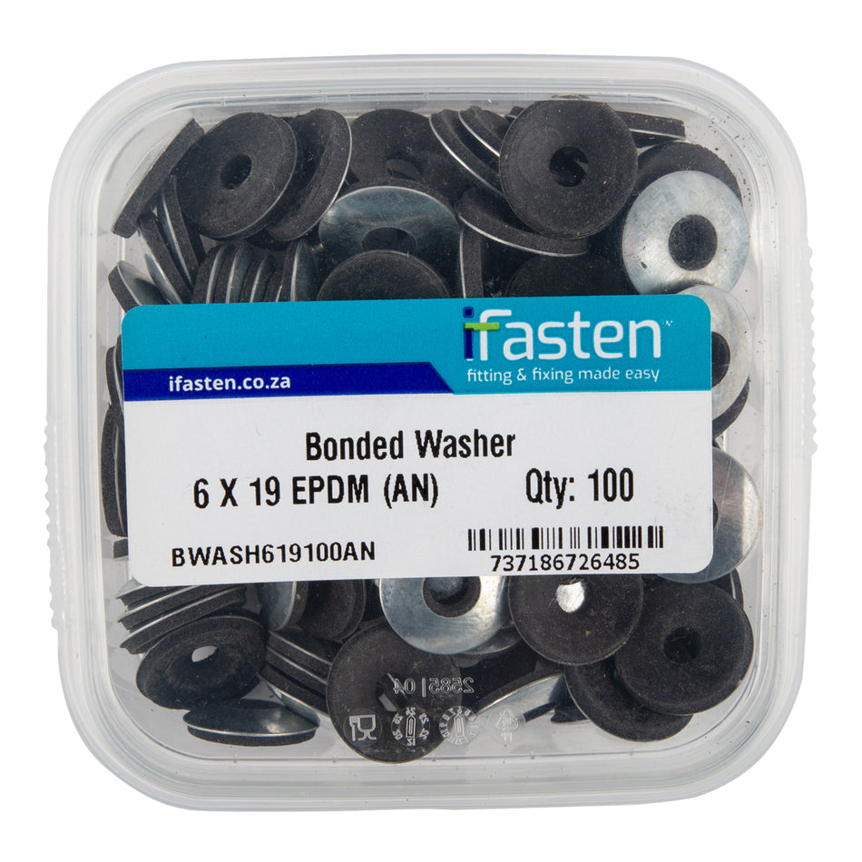 IFASTEN WASHER BONDED EPDM 6 X 19MM 100PT