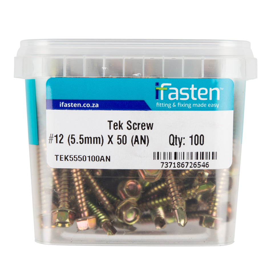 IFASTEN TEK SCREW NO12 5.5MM X 50MM 100 PT