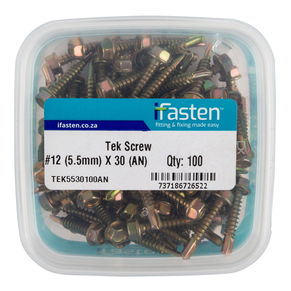 IFASTEN TEK SCREW NO12 5.5MM X 30MM 100 PT