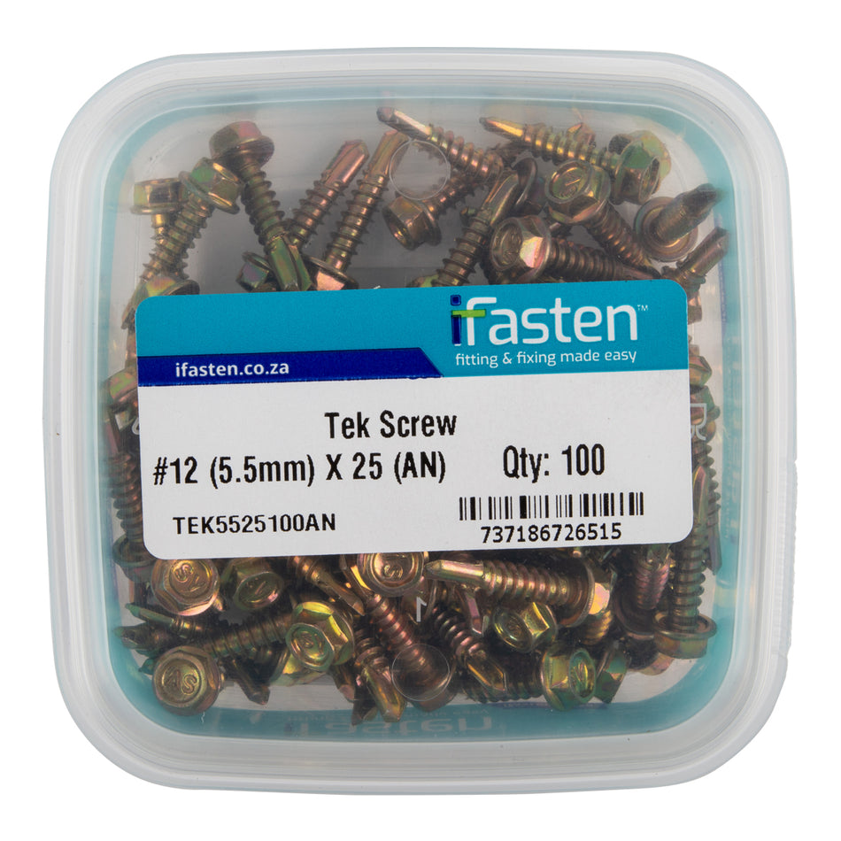 IFASTEN TEK SCREW NO12 5.5MM X 25MM 100 PT