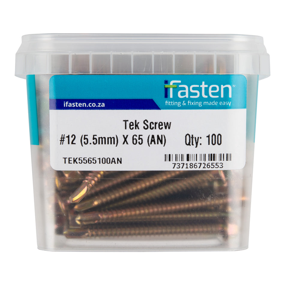IFASTEN TEK SCREW NO12 5.5MM X 65MM 100 PT