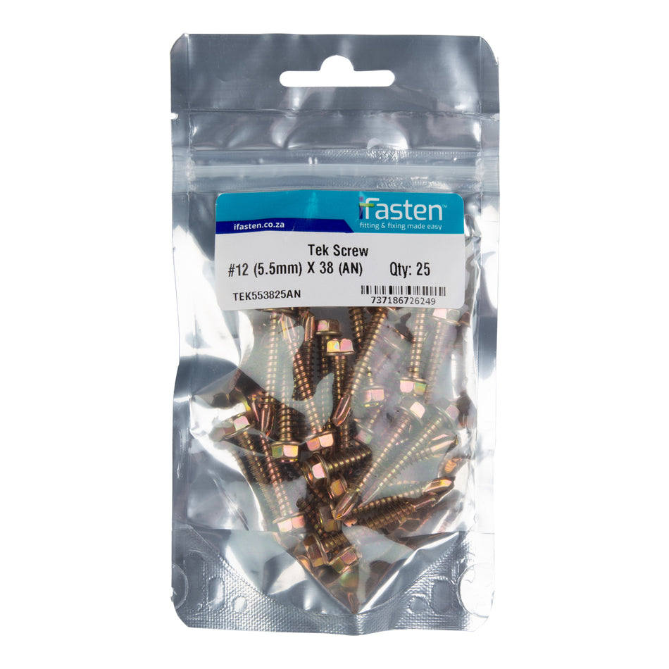 IFASTEN TEK SCREW NO12 5.5MM X 38MM 25 PP