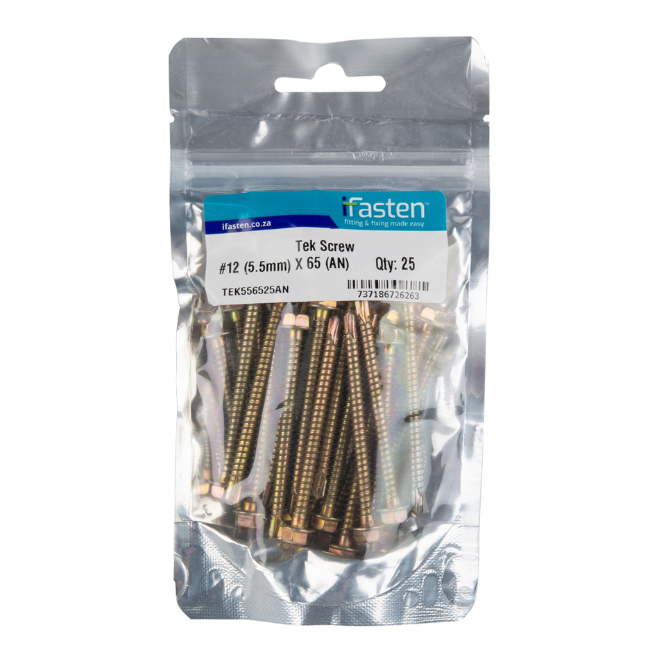 IFASTEN TEK SCREW NO12 5.5MM X 65MM 25 PP