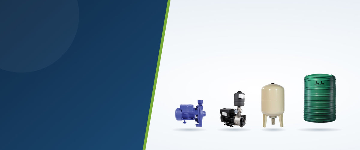 Water pumps, pressure tank and JoJo tank